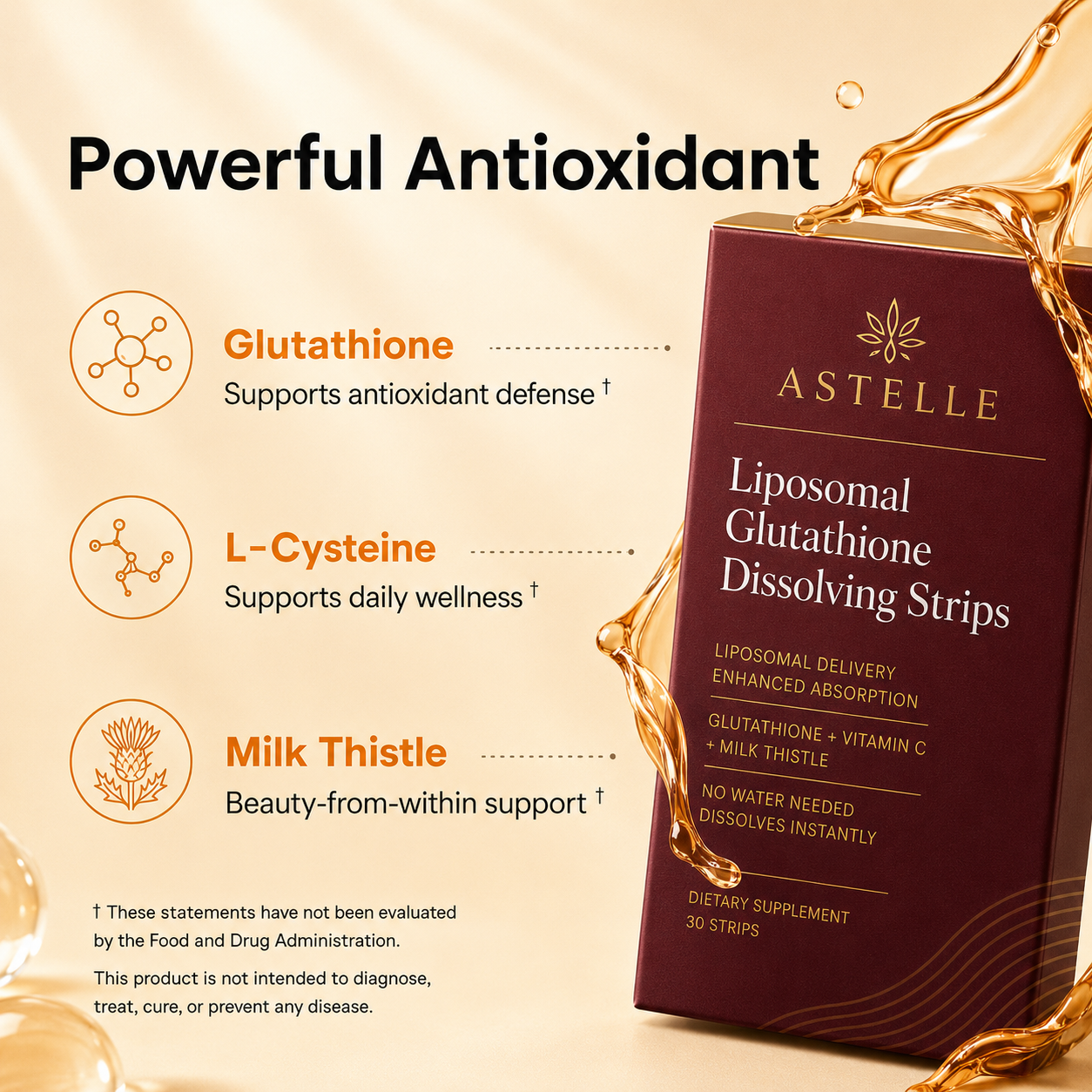 Astelle Liposomal Glutathione Dissolving Strips
